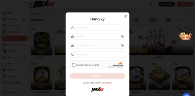 đăng ký tài khoản Max88